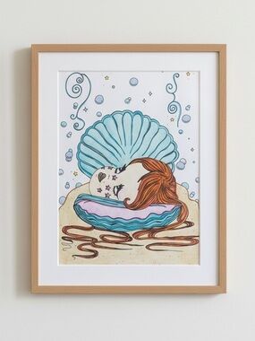🐬 Valfré Surrealist Pop Art Mother of Pearl Art Print ~ 11x8”